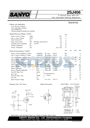 2SJ406 datasheet - P- Channel Silicon MOS FET Very High-Speed Switching Applications
