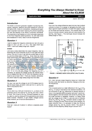 AN013 datasheet - Everything You Always Wanted to Know About the ICL8038