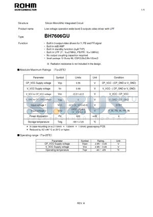 BH7606GU datasheet - Silicon Monolithic Integrated Circuit