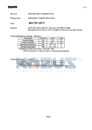 BH7612FV datasheet - Multifunction 3 Outputs Video Drivers