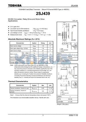 2SJ439_07 datasheet - DC/DC Converter, Relay Drive and Motor Drive Applications
