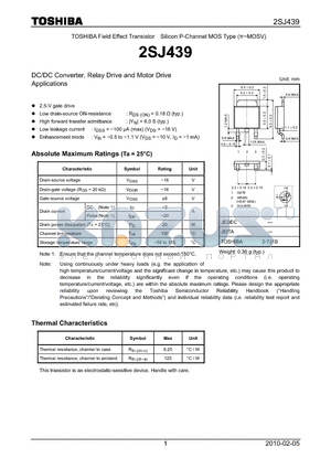 2SJ439_10 datasheet - DC/DC Converter, Relay Drive and Motor Drive Applications