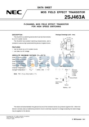 2SJ463 datasheet - P-CHANNEL MOS FIELD EFFECT TRANSISTOR FOR HIGH SPEED SWITCHING