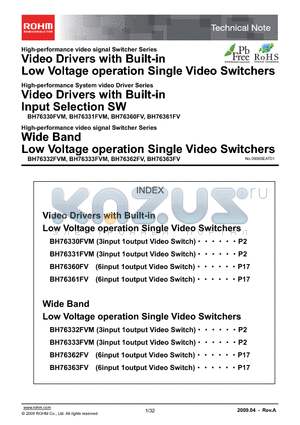 BH76361FV datasheet - Video Drivers with Built-in Low Voltage operation Single Video Switchers