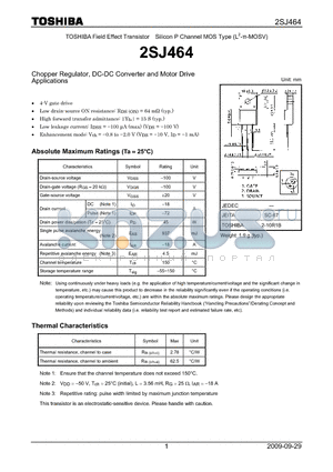 2SJ464_09 datasheet - Chopper Regulator, DC-DC Converter and Motor Drive Applications