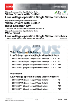 BH76331FVM datasheet - Video Drivers with Built-in Low Voltage operation Single Video Switchers