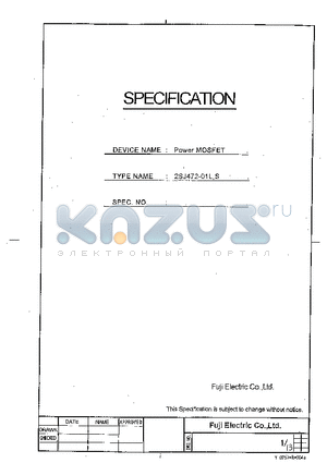 2SJ472-01L datasheet - Power MOSFET