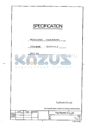 2SJ473-01L datasheet - Power MOSFET