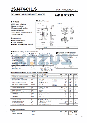2SJ474-01L datasheet - P-CHANNEL SILICON POWER MOSFET