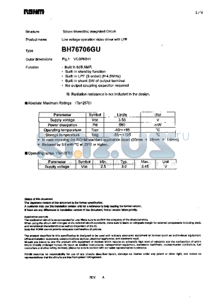 BH76706GU datasheet - Low voltage operation video driver with LPF