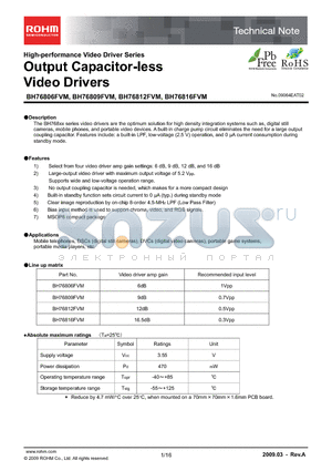 BH76806FVM_09 datasheet - Output Capacitor-less Video Drivers