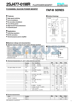 2SJ477-01MR datasheet - P-CHANNEL SILICON POWER MOSFET