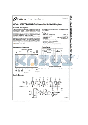 CD4014 datasheet - 8-Stage Static Shift Register