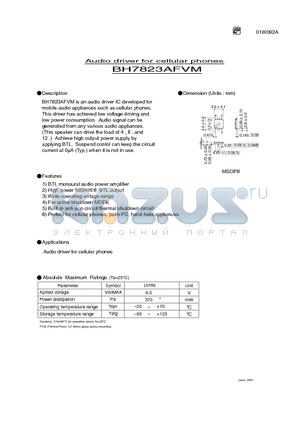 BH7823AFVM datasheet - Audio driver for cellular phones