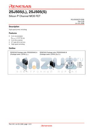 2SJ505L datasheet - Silicon P Channel MOS FET