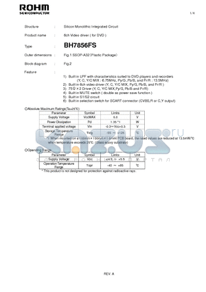 BH7856FS datasheet - Silicon Monolithic Integrated Circuit