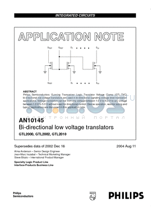 AN10145 datasheet - Bi-directional low voltage translators