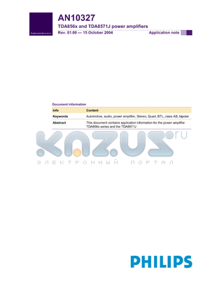 AN10327 datasheet - TDA856x and TDA8571J power amplifiers