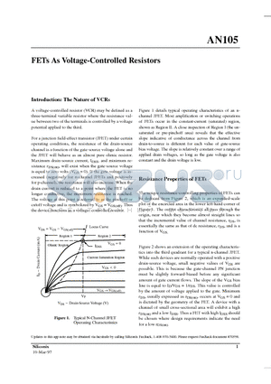 AN105 datasheet - FETS AS VOLTAGE-CONTROLLED RESISTORS