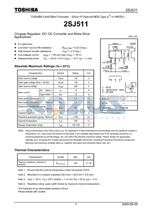 2SJ511_09 datasheet - Chopper Regulator, DC−DC Converter and Motor Drive