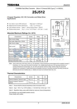 2SJ512_09 datasheet - Chopper Regulator, DC−DC Converter and Motor Drive