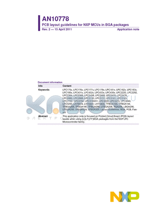 AN10778 datasheet - PCB layout guidelines for NXP MCUs in BGA packages