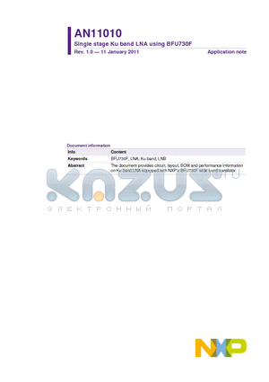 AN11010 datasheet - Single stage Ku band LNA using BFU730F