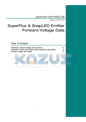 AN1149-3B datasheet - SuperFlux & SnapLED Emitter Forward Voltage Data
