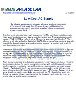 AN1156 datasheet - Low-Cost AC Supply