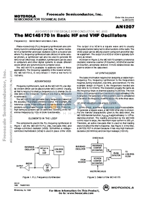 AN1207 datasheet - THE MC145170 in Basic HF and VHF Oscillators