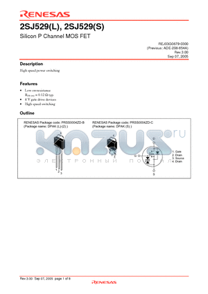 2SJ529L-E datasheet - Silicon P Channel MOS FET