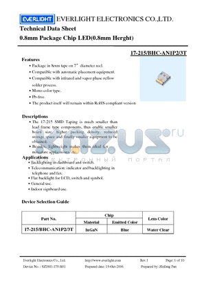 BHC-AN1P2-3T datasheet - Chip LED(0.8mm Herght)