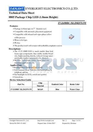 BHC-XL2M2TY datasheet - Chip LED (1.0mm Height)
