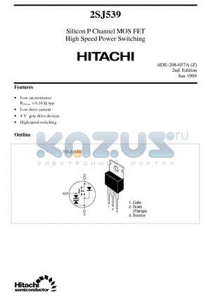 2SJ539 datasheet - Silicon P Channel MOS FET High Speed Power Switching