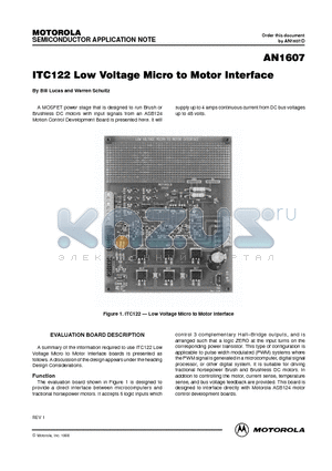 AN1607 datasheet - ITC122 low voltage micro to motor interface