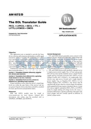 AN1672 datasheet - The ECL Translator Guide