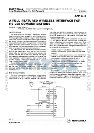 AN1687 datasheet - A FULL-FEATURED WIRELESS INTERFACE FOR RS-232 COMMUNICATIONS