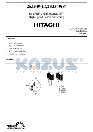 2SJ549L datasheet - Silicon P Channel MOS FET High Speed Power Switching