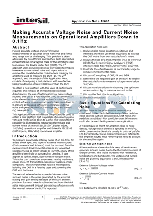 AN1560.1 datasheet - Making Accurate Voltage Noise and Current Noise Measurements