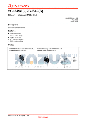 2SJ549S datasheet - Silicon P Channel MOS FET