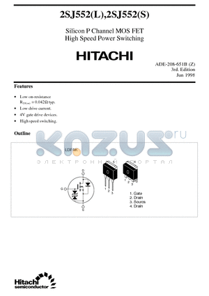 2SJ552L datasheet - Silicon P Channel MOS FET High Speed Power Switching