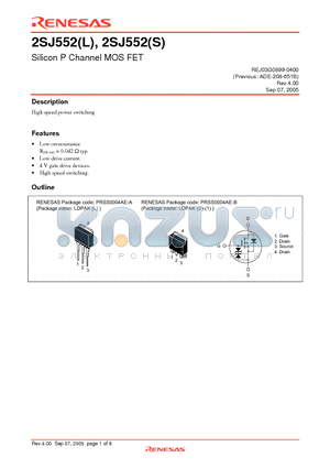 2SJ552S datasheet - Silicon P Channel MOS FET