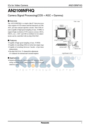 AN2108NFHQ datasheet - Camera Signal ProcessingCDS  AGC  Gamma