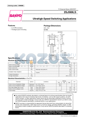 2SJ569LS datasheet - Ultrahigh-Speed Switching Applications