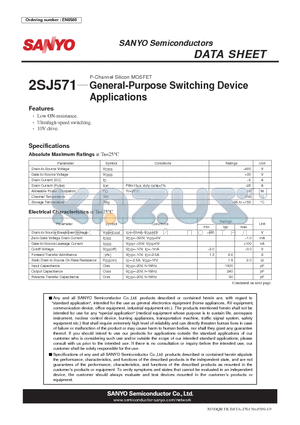 2SJ571 datasheet - General-Purpose Switching Device Applications