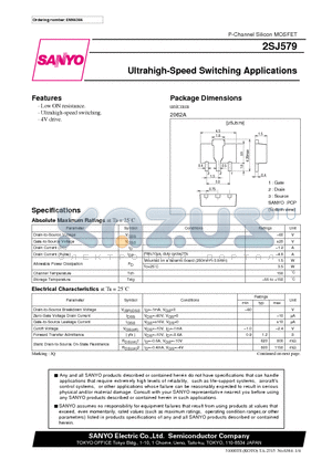 2SJ579 datasheet - Ultrahigh-Speed Switching Applications
