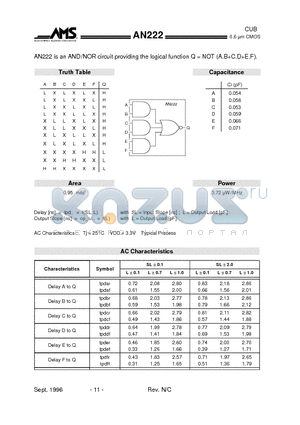 AN222 datasheet - AND / NOR circuit providing the logical function Q = NOT (A.BC.DE.F)
