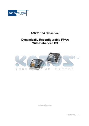 AN221D04-DEVLP datasheet - Dynamically Reconfigurable FPAA With Enhanced I/O