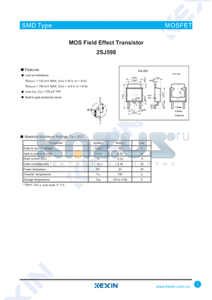 2SJ598 datasheet - MOS Field Effect Transistor