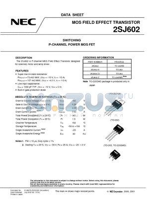 2SJ602-ZJ datasheet - MOS FIELD EFFECT TRANSISTOR